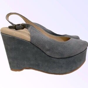 Natural Comfort Suede Peep Toe Wedges SZ 7 EUC
